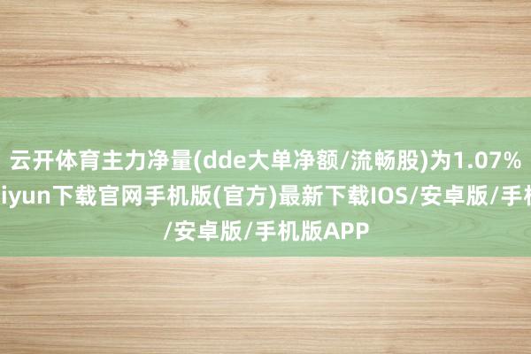 云开体育主力净量(dde大单净额/流畅股)为1.07%-开云kaiyun下载官网手机版(官方)最新下载IOS/安卓版/手机版APP