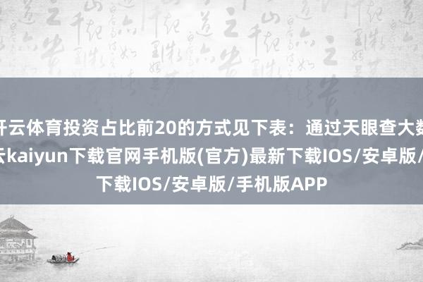 开云体育投资占比前20的方式见下表：通过天眼查大数据分析-开云kaiyun下载官网手机版(官方)最新下载IOS/安卓版/手机版APP